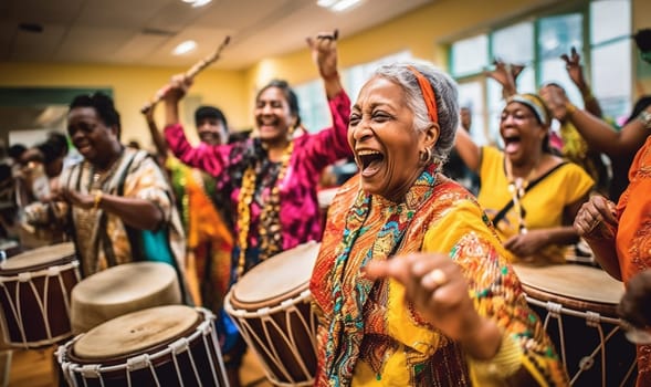 Big Family Celebrating Diwali Indian Family elderly in Traditional Clothes Gathered Together dancing having fun. Indian Moment of Happiness on a Hindu Holiday Party