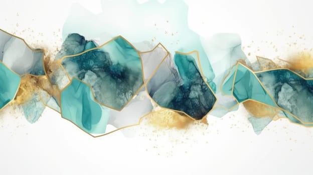 Abstract watercolor artwork mixed with buzzy geometric shapes for background of social media banner generative AI image