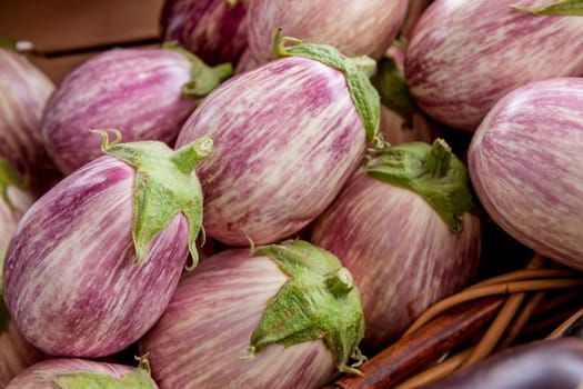 A type of eggplant commonly called zebra or graffiti eggplant.