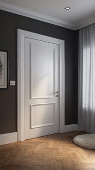 Elegant Minimalist White Wooden Door Isolated on a Plain black Background for Modern Interiors.