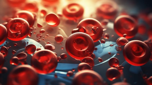 Intricate 3D Visualization of Red Blood Cells Flowing Through Human Veins and Arteries.