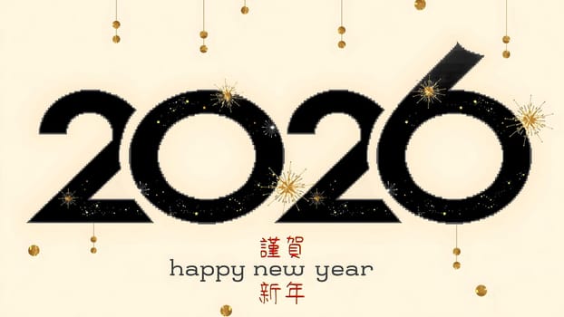 The Beautiful holiday web banner or flyer with Golden firework and sparkling number 2026