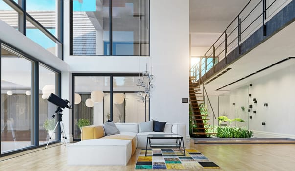 modern house interior. 3d rendering design concept