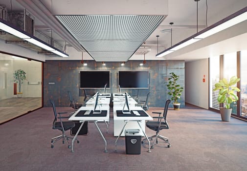 modern office interior, 3d rendering concept design
