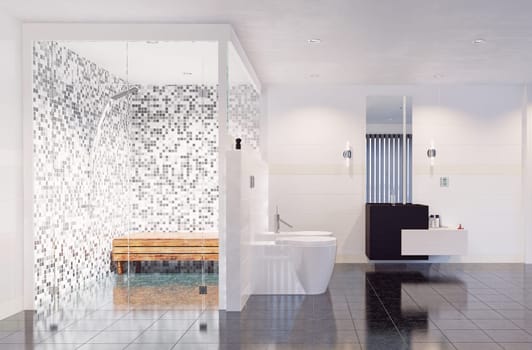 modern bathroom interior. 3d rendering design