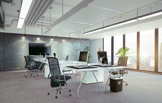 modern office interior, 3d rendering concept design