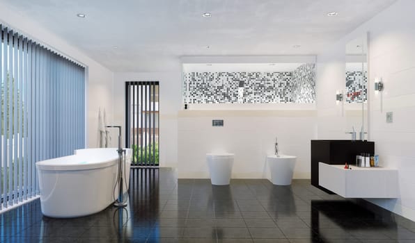 modern bathroom interior. 3d rendering design