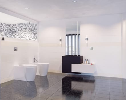 modern bathroom interior. 3d rendering design