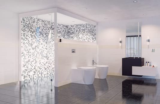modern bathroom interior. 3d rendering design