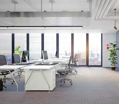 modern office interior, 3d rendering concept design