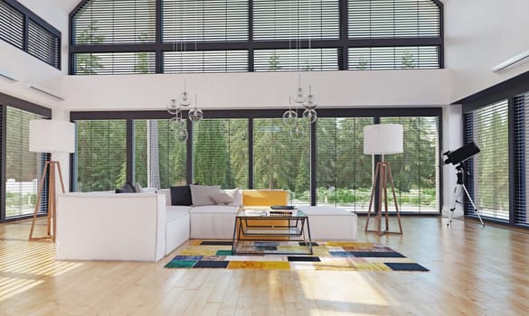 modern house interior. 3d rendering design concept