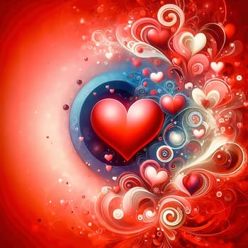 A digital artwork with red hearts, futuristic lines and glowing effects - perfect for Valentine's Day, love, romance and modern designs