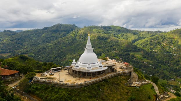 Mahamevnawa Buddhist Monastery temple in the mountain top. Bandarawela, Sri Lanka.