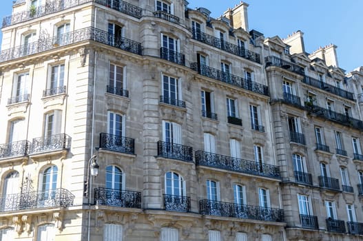 Facade of residential building in Paris, France. High quality photo