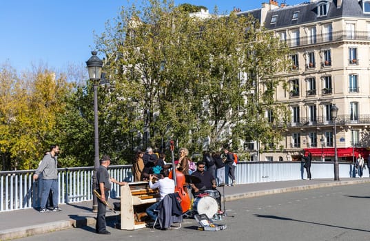 A group of street musicians in Paris, France - October 20, 2024
