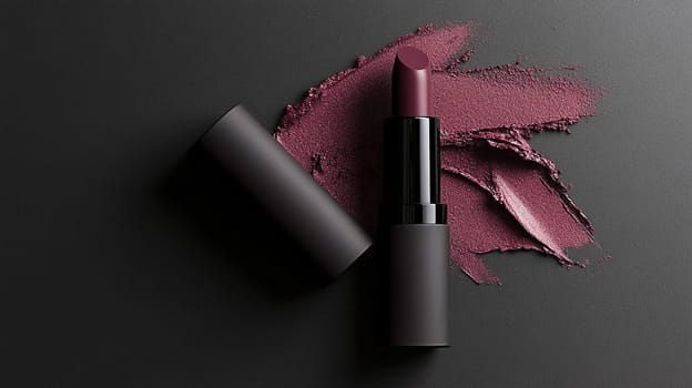 Burgundy lipstick. Black background.
