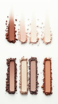 Eyeshadows in crushed color palette. Isolated.