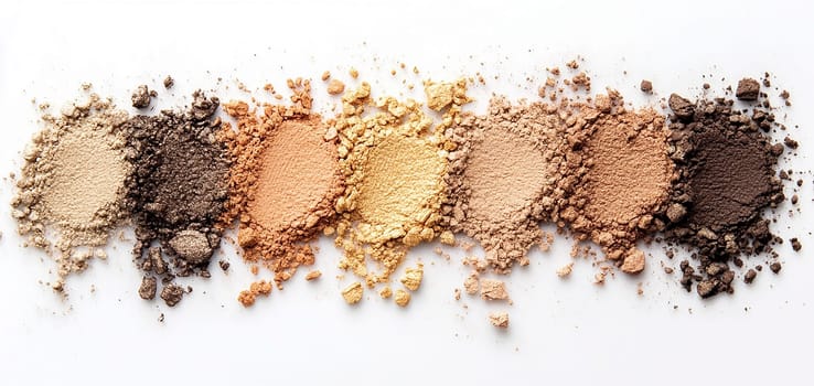 Eyeshadows in crushed color palette. Isolated.