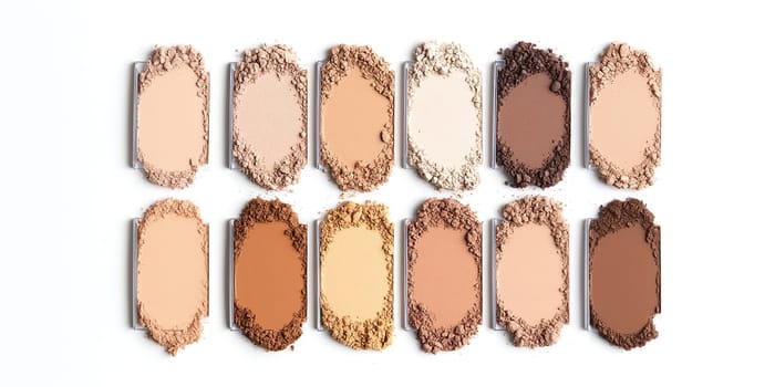 Eyeshadows in crushed color palette. Isolated.