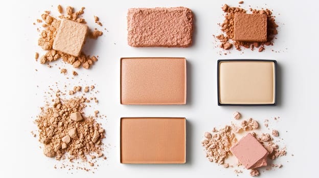 Eyeshadows in crushed color palette. Isolated.