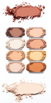 Eyeshadows in crushed color palette. Isolated.