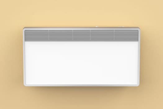 Front view of a white electric panel heater mounted on a wall