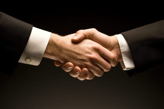 Two men shaking hands in a business setting. Concept of professionalism and trust between the two individuals.