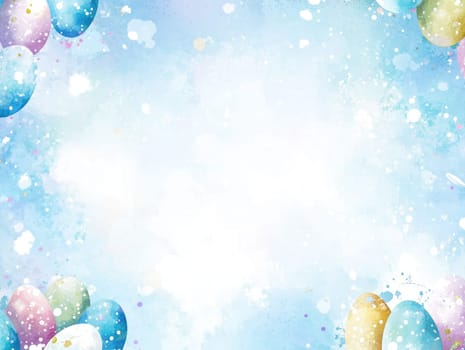 Light blue watercolor background with Easter eggs for spring celebration designs.