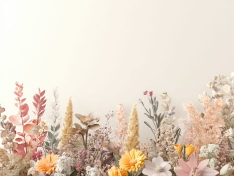Soft floral arrangement on light beige background for elegant design.