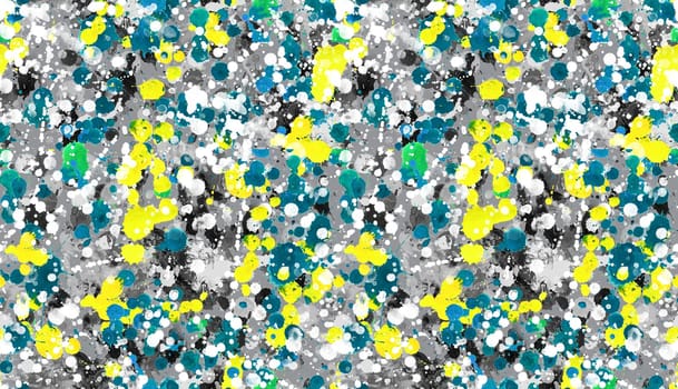 Seamless pattern with abstract creative blots and splashes painted with gouache for paint box design