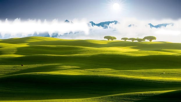 The Green Grass Hill and Clear nice Sky