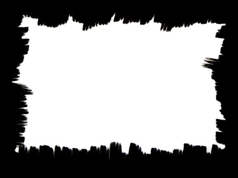 Frame made of short jagged black brush strokes on a white background.