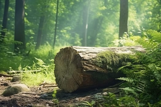 The trunk of a felled tree in the forest. High quality photo