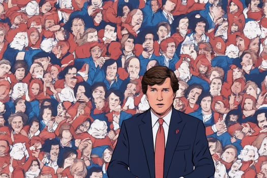 portrait of jounalist tv host Tucker Carlson regarding next elections illustration generative ai art