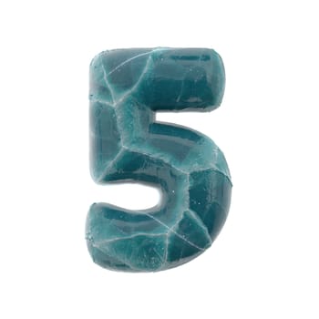 cracked ice number 5 - 3d frozen digit isolated on white background. This alphabet is perfect for creative illustrations related but not limited to Nature, winter, Christmas...