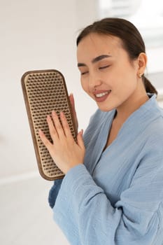 Portrait of asian woman with sadhu boards