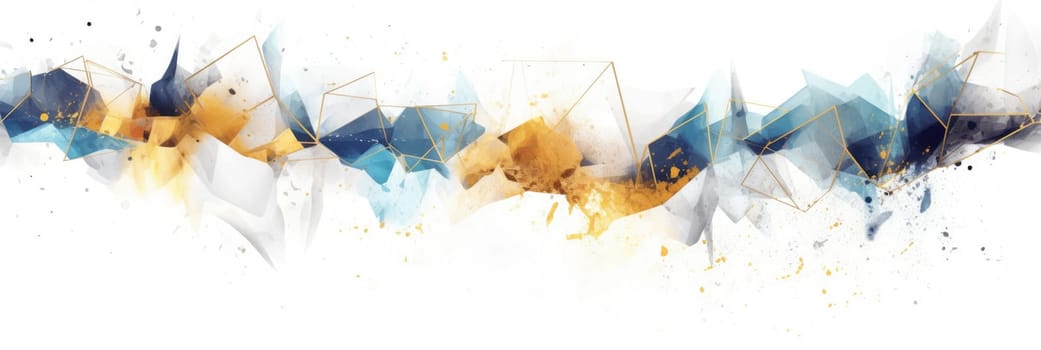 Abstract watercolor artwork mixed with buzzy geometric shapes for background of social media banner generative AI image