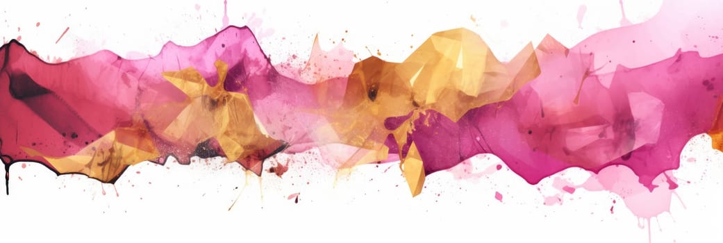 Abstract watercolor artwork mixed with buzzy geometric shapes for background of social media banner generative AI image