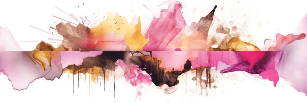 Abstract watercolor artwork mixed with buzzy geometric shapes for background of social media banner generative AI image