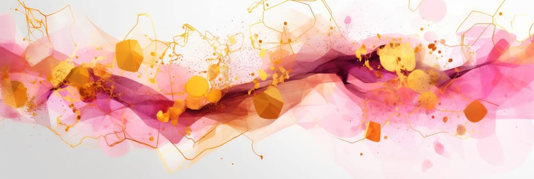 Abstract watercolor artwork mixed with buzzy geometric shapes for background of social media banner generative AI image