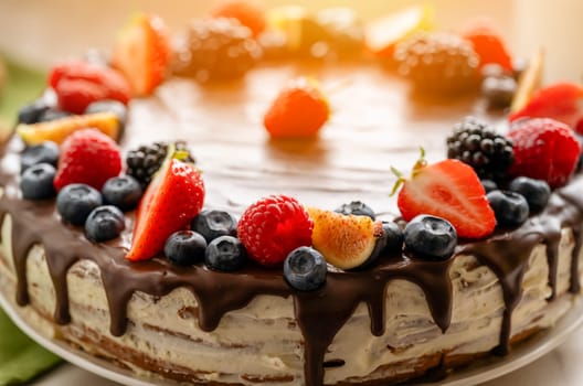 chocolate cake with berries