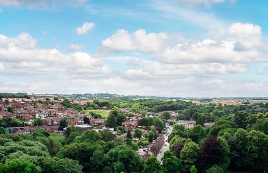 Usual English town   in Yorkshire on summer  sunny day.