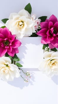 Frame surrounded by spring flowers. High quality photo