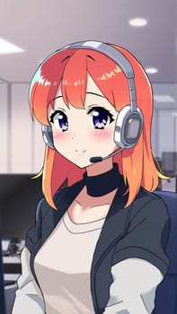 Cute Girl Call Center Operator. High quality photo