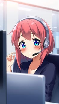 Cute Girl Call Center Operator. High quality photo
