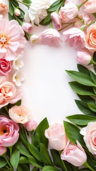 Frame surrounded by spring flowers. High quality photo