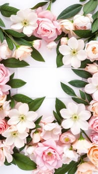 Frame surrounded by spring flowers. High quality photo