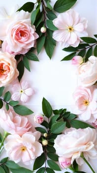 Frame surrounded by spring flowers. High quality photo