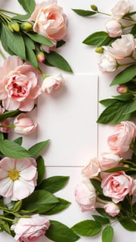 Frame surrounded by spring flowers. High quality photo