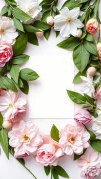 Frame surrounded by spring flowers. High quality photo